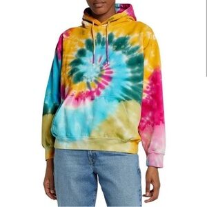 NWT La Detresse Tropicali Tie Dye Hoodie Size Large Yellow Pink Blue Orange